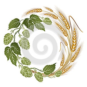 Hops and wheat composition for beer label