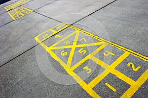 Hopscotch board at schoolyard