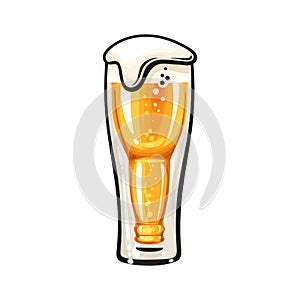 Hopside down beer glass. Vector illustration isolated on white