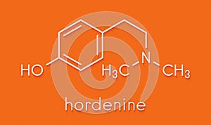 Hordenine dimethyltyramine stimulant molecule, chemical structure. Skeletal formula.