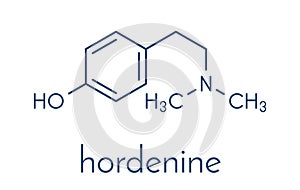 Hordenine dimethyltyramine stimulant molecule, chemical structure. Skeletal formula. photo