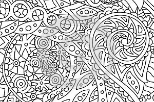 Horisontal coloring book art with abstract pattern