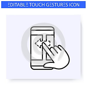 Horisontal scroll left hand gesture line icon