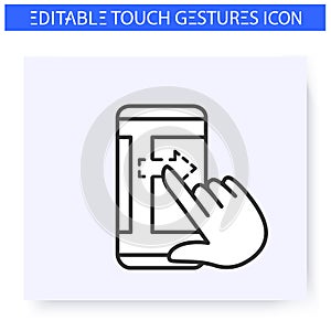 Horisontal scroll right hand gesture line icon