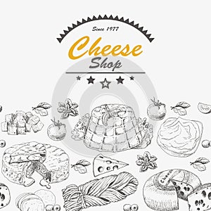 Horizantal background with cheese products