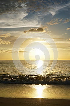 horizon - Amazing golden sunset by the ocean