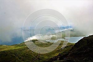 Horizon over river against mountain