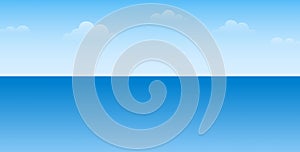 Horizon over the sea and sky with clouds icon flat illustration