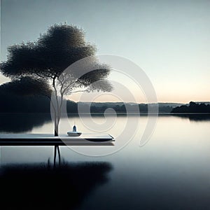 Horizon Unveiled: Minimalist Lakeside Reverie\