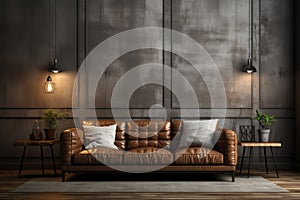 Horizonal frame poster art mockup living room gray wall art display