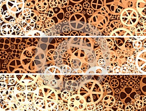 Horizontal abstract banners of gear wheels.