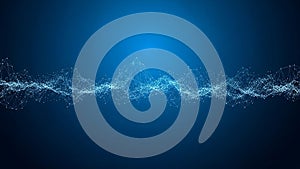 Horizontal abstract digital wave of interconnected glowing particles and lines image