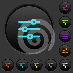 Horizontal adjustment dark push buttons with color icons