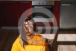 Horizontal background woman in isolation at home