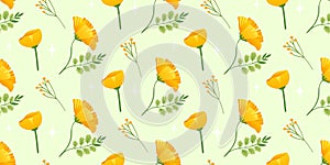 Horizontal background with yellow flowers.