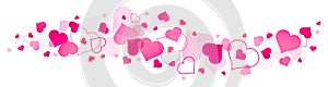 Horizontal Banner Big And Little Pink Hearts