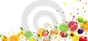 Horizontal Banner with Bright and Juicy Fruit