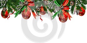 Horizontal banner with christmas tree garland