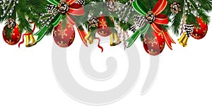 Horizontal banner with christmas tree garland