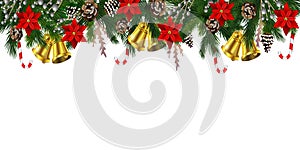 Horizontal banner with christmas tree garland