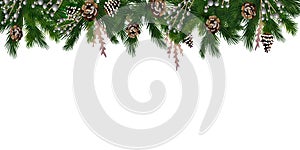 Horizontal banner with christmas tree garland