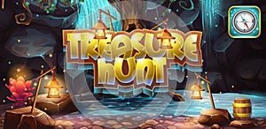 Horizontal banner, icon to the computer game treasure hunt photo