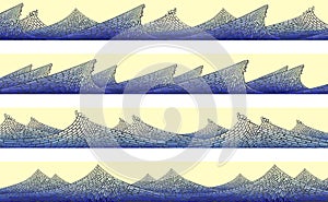 Horizontal banner: mosaic of wave with foam.