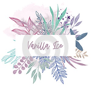 Horizontal banner with pastel floral elements