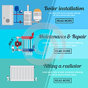 Horizontal banner set with boiler Installation.