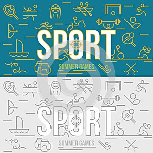 Horizontal banner of summer sport games.
