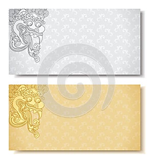 Horizontal banners. Balinese traditional ornament.