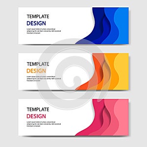 Horizontal banners with 3D abstract paper cut style. Vector design layout for web, banner, header, headline, blog, web profile