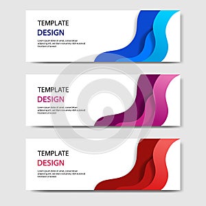 Horizontal banners with 3D abstract paper cut style. Vector design layout for web, banner, header, headline, blog, web profile