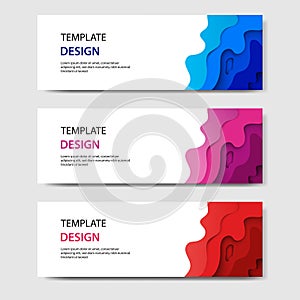 Horizontal banners with 3D abstract paper cut style. Vector design layout for web, banner, header, headline, blog, web profile