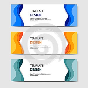 Horizontal banners with 3D abstract paper cut style. Vector design layout for web, banner, header, headline, blog, web profile