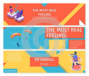 Horizontal Banners Set about Gaming and Skydiving