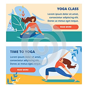 Horizontal Banners Set with Outdoor Yoga Class