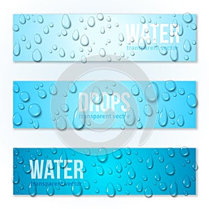 Horizontal Banners Set with Water Drops