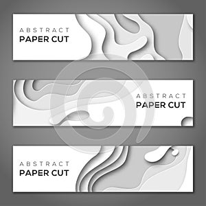 Horizontal banners with white paper cut