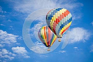 Horizontal - Beautiful Hot Air Balloons Against a Deep Blue Sky