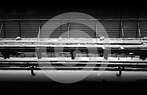 Horizontal black and white railway under construction background