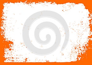 Horizontal blank white Halloween background with orange grunge border