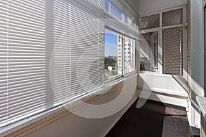 Horizontal blinds glass window interior design, living room blinds window decoration to protect indoor home from