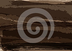 Horizontal brown background with dirty brush strokes. Grunge, sketch, ink, paint, graffiti.