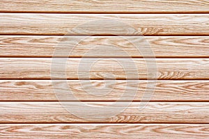 Horizontal brown wooden boards as texture, background close up