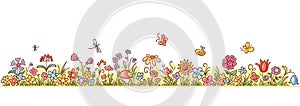 Horizontal Cartoon Flower Border photo