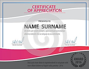Horizontal certificate template,diploma,Letter size ,vector