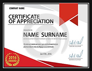 Horizontal certificate template, diploma, Letter size , vector