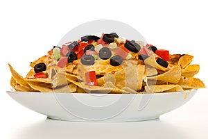 Horizontal cheese nachos