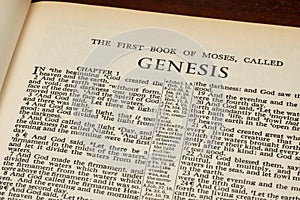 Genesis 1 In The Beginning From Old Bible photo